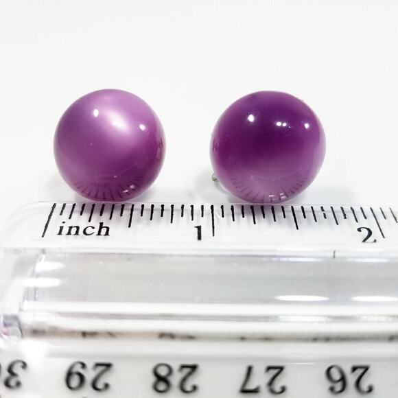 Vintage Purple MoonGlow Lucite Screwback Earrings, 5/8 Inch - Picture 7 of 10